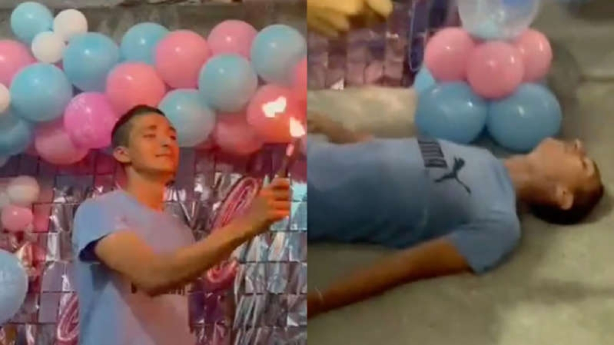 ¿No aguantó la emoción? Papá cae desmayado al revelarle el sexo de su bebé