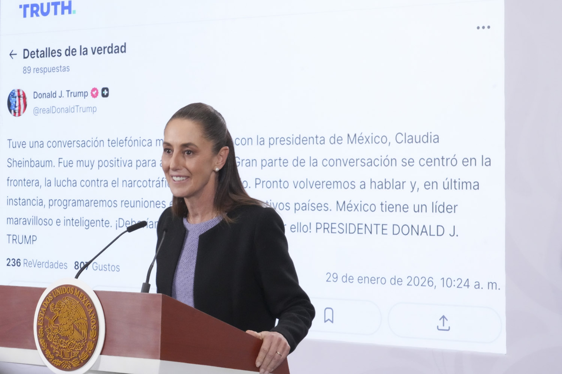 'México tiene una líder maravillosa': Trump elogia a Sheinbaum tras llamada