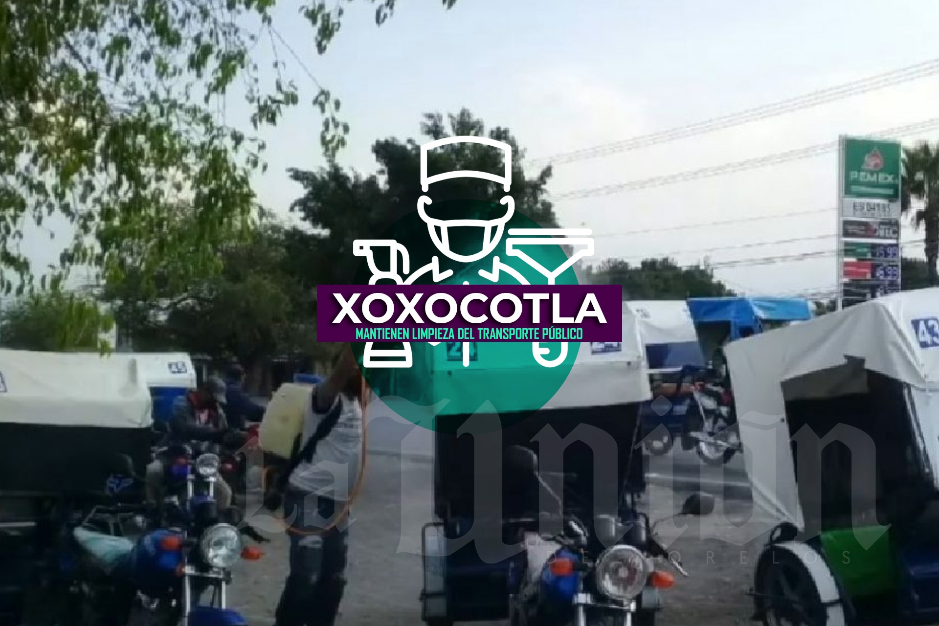 Mantienen limpieza de unidades del transporte público en Xoxocotla