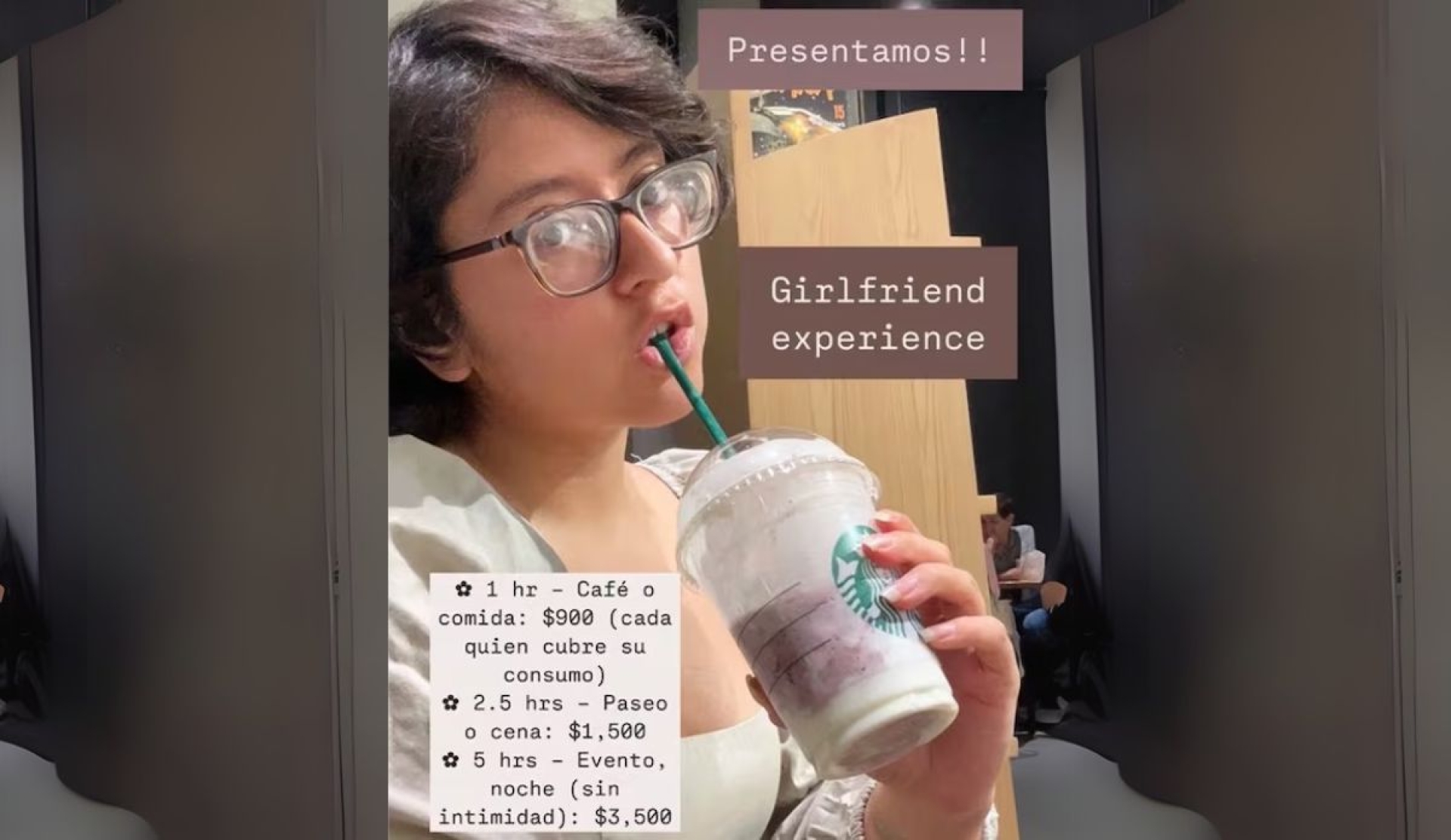 'La compañere' regresa a redes y lanza servicio de citas tipo 'Girlfriend Experience', con tarifas desde 900 hasta 3,500 pesos