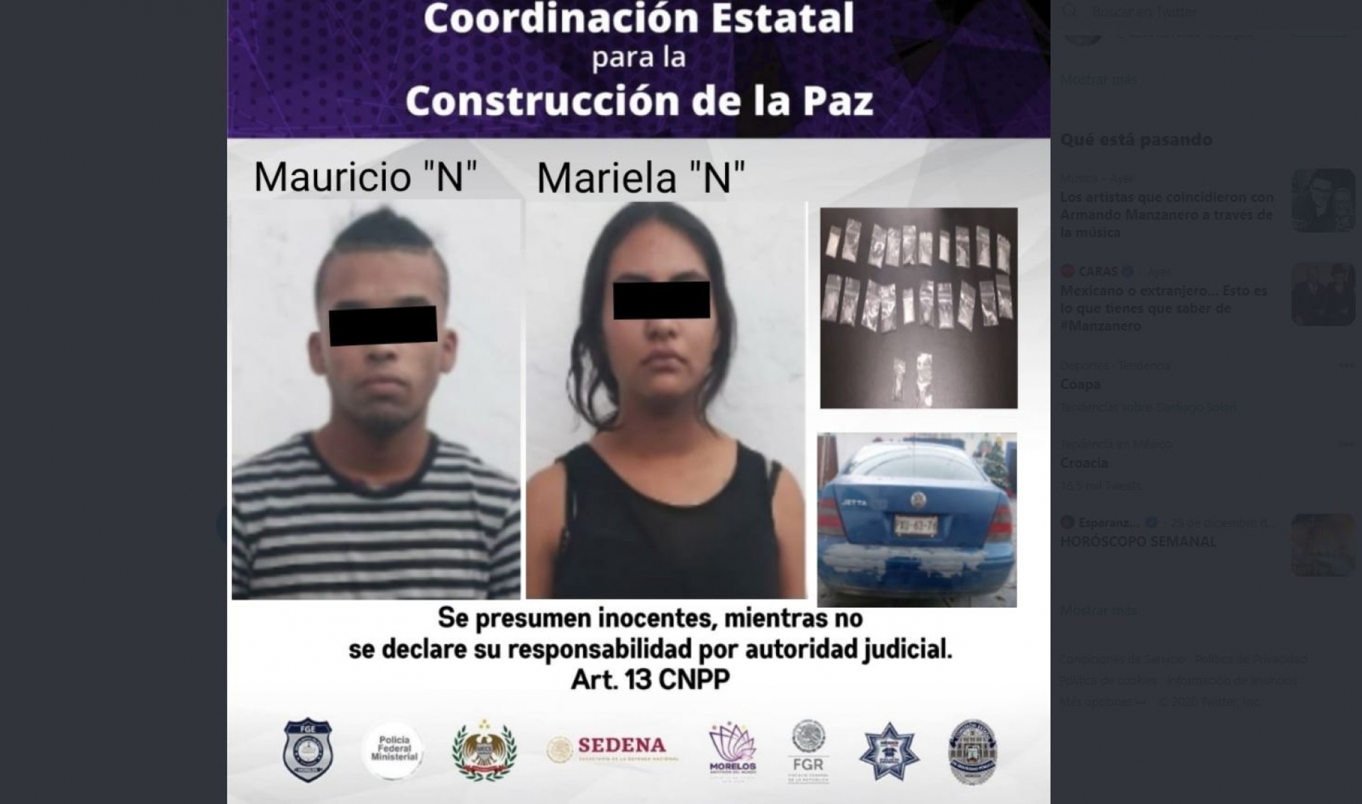 Atrapan a pareja en posesión de “cristal”