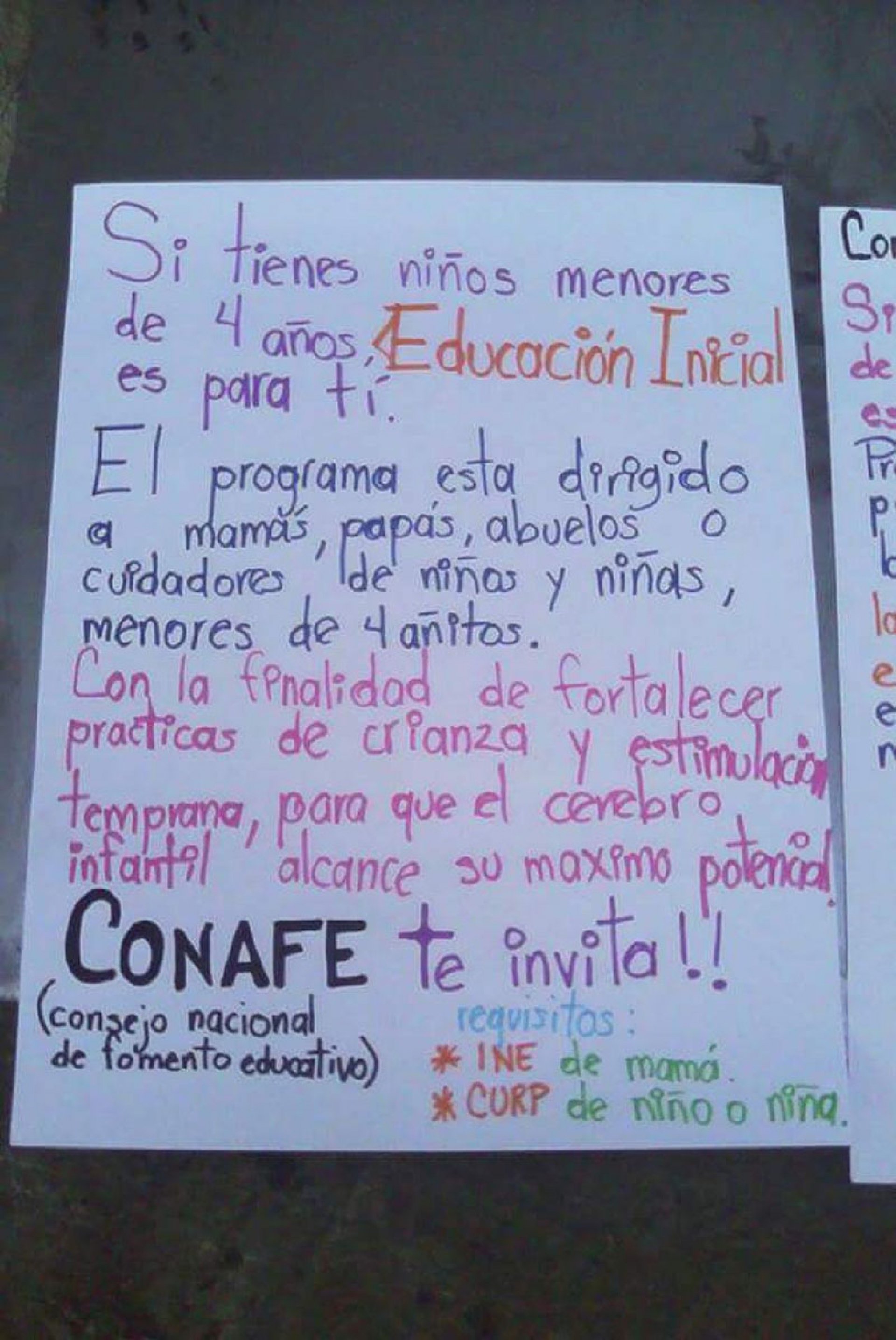 Comienzan las inscripciones para cursos de educación inicial del Conafe