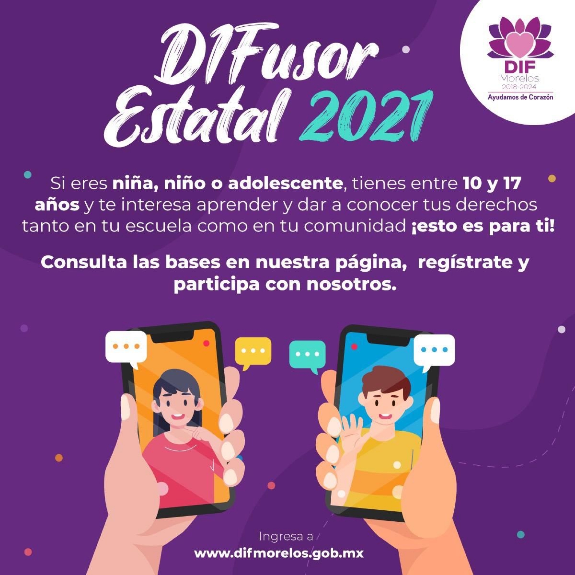 Convoca DIF Morelos a niñas, niños y adolescentes a ser el Difusor 2021