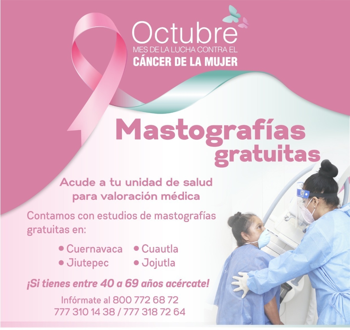 Ofrecen estudios de mastografía gratuitos en Jojutla