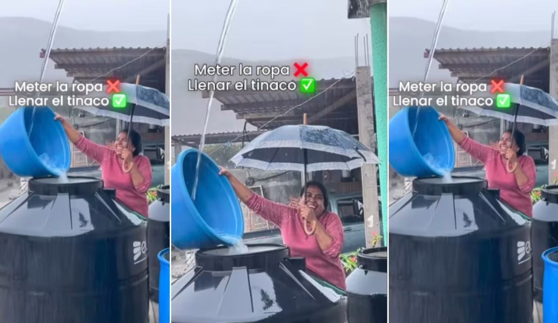 'Ingenio mexicano': mujer capta agua de lluvia para llenar su tinaco y se vuelve viral