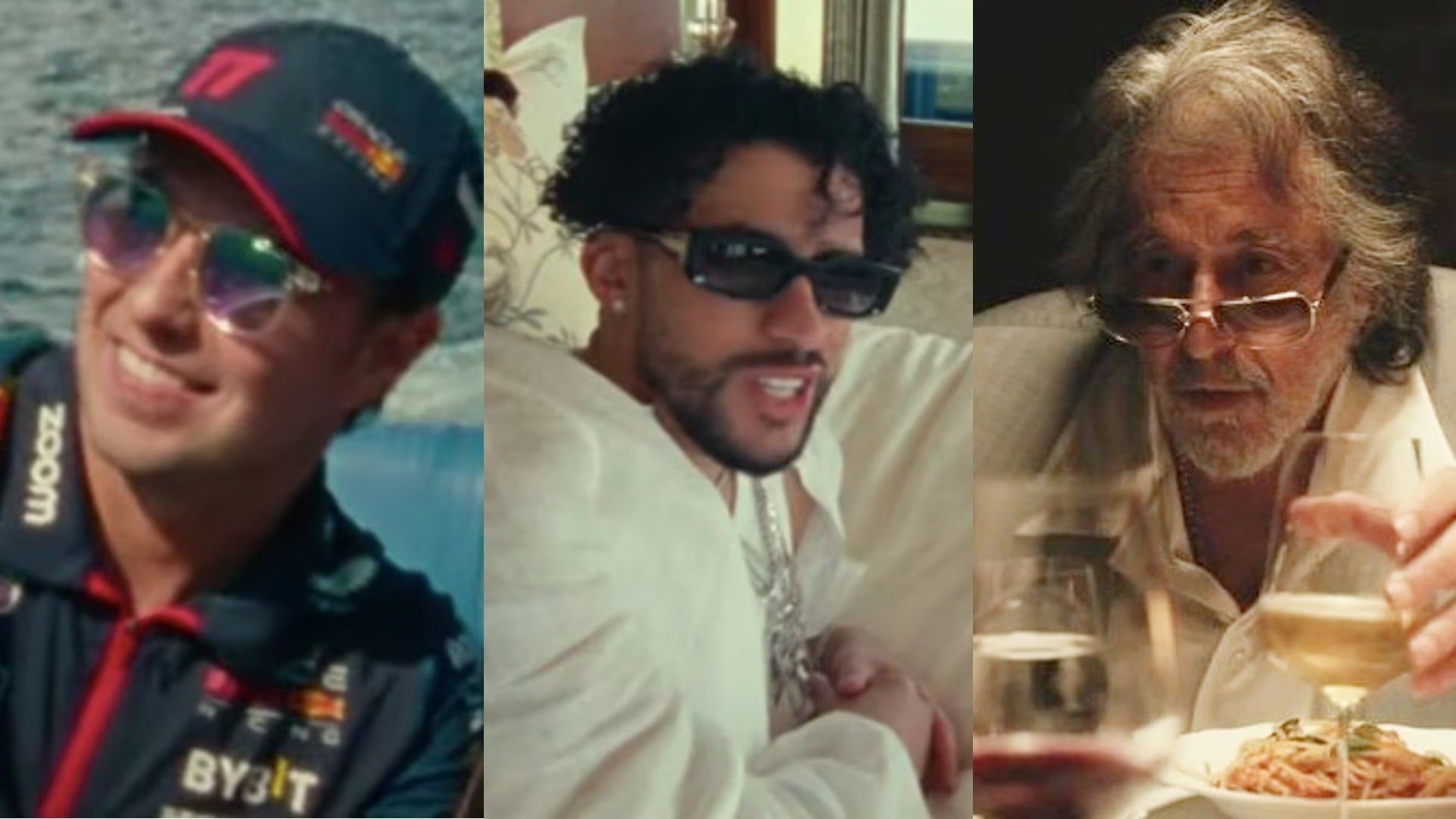 Bad Bunny sorprende con su nuevo video musical 'Monaco' con Al Pacino y Checo Pérez