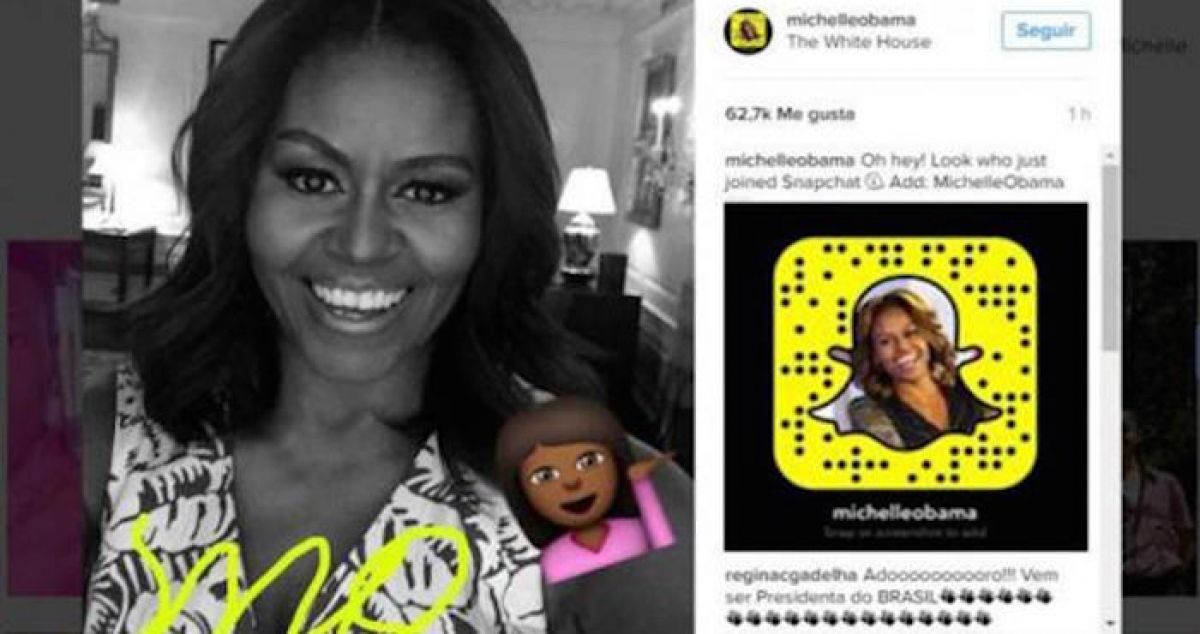 Michelle Obama se une a Snapchat para animar a jóvenes a seguir su agenda