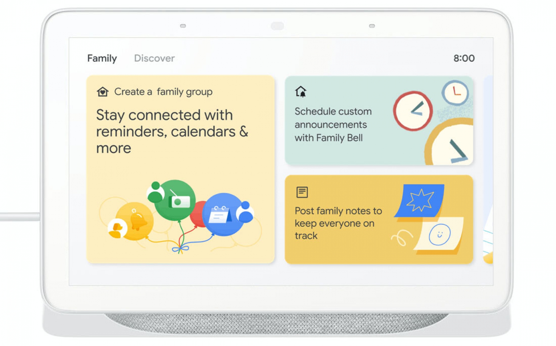 Google Nest Hub renueva sus alarmas, se integra con Zoom y añade la sección 'Familia'