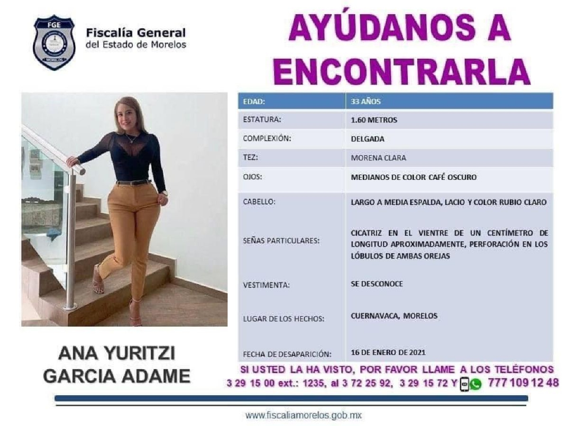 Buscan a profesora de Guerrero que desapareció en Morelos