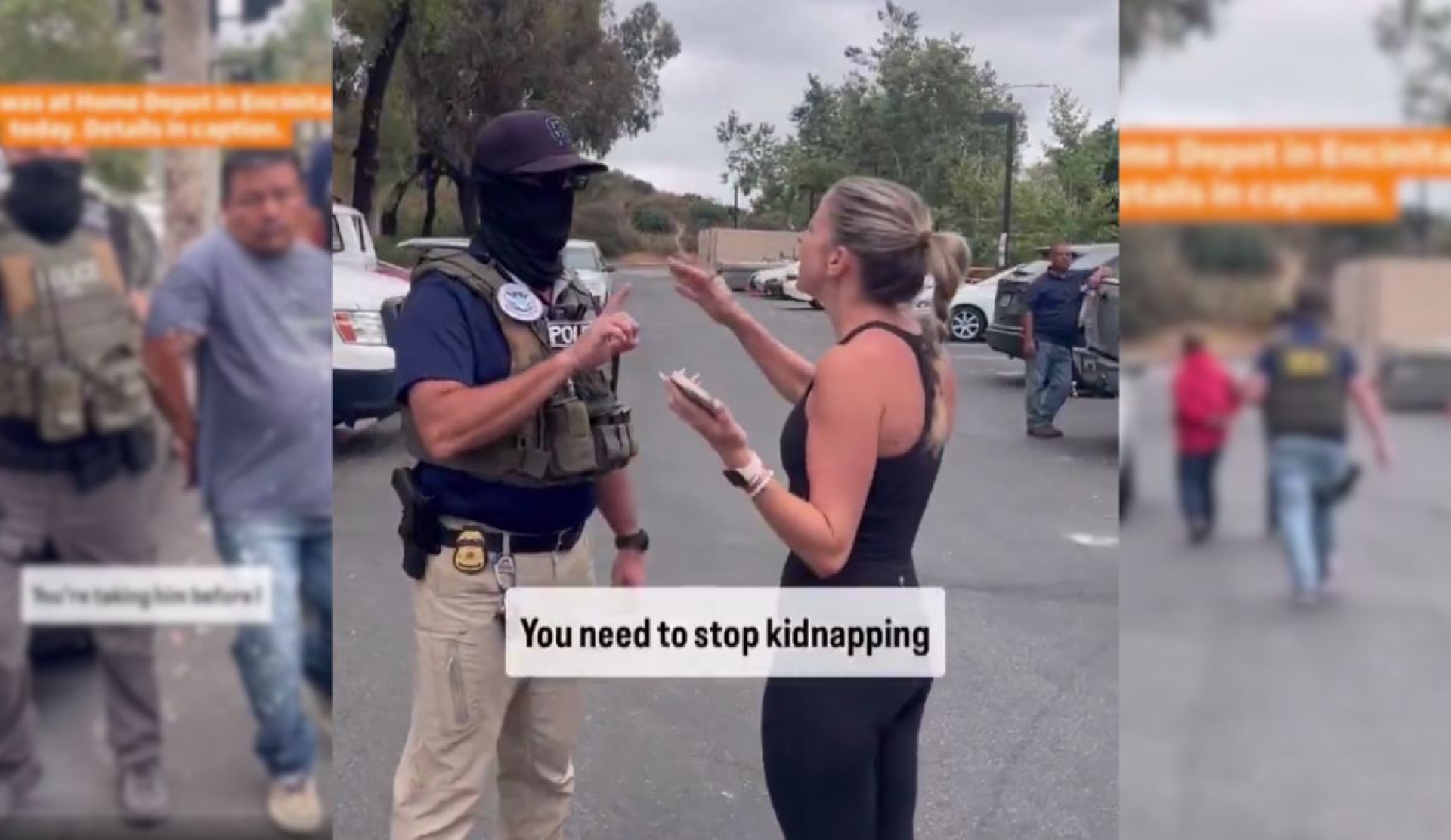 Mujer enfrenta a agentes del ICE para defender a migrante mexicano en California