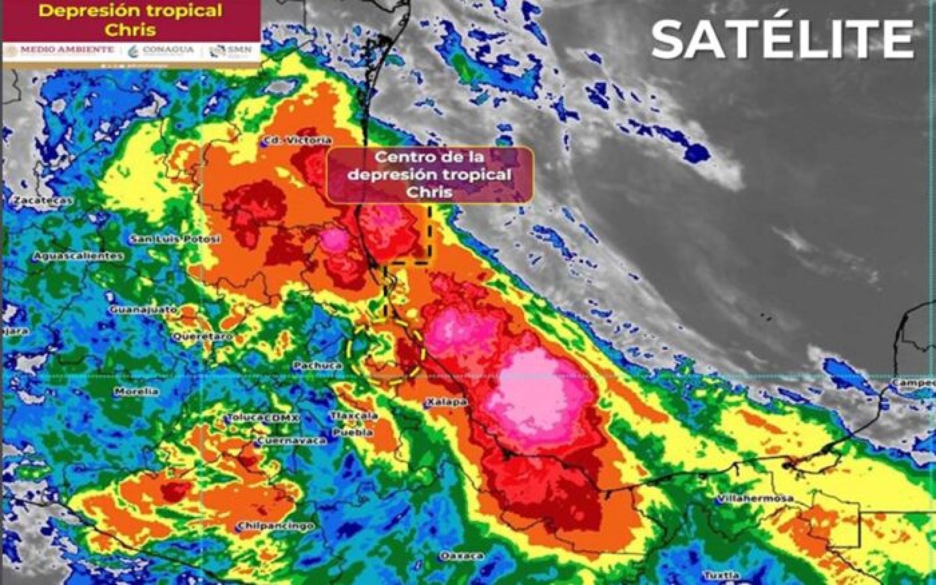 Depresión tropical 'Chris' causará lluvias en el centro del país