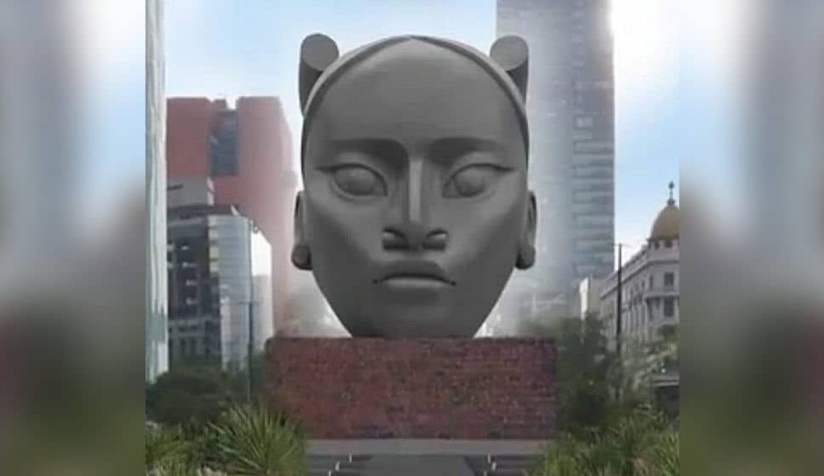 Revelan imagen de "Tlalli", escultura que sustituirá a Colón en Reforma