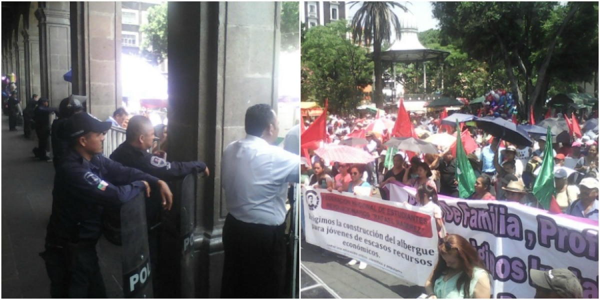 Marchan integrantes de Antorcha Campesina a Palacio de Gobierno; bloquean avenida