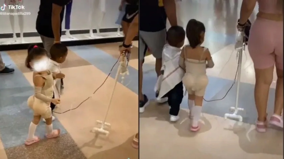 ¡¿Qué es eso?! Niña con disfraz de cirugía de implantes causa polémica