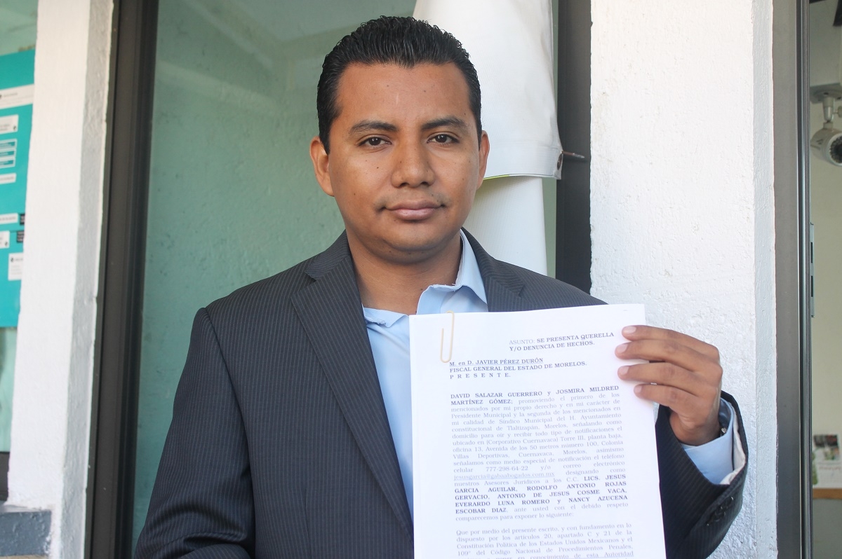 Edil de Tlaltizapán denuncia penalmente a su rival electoral
