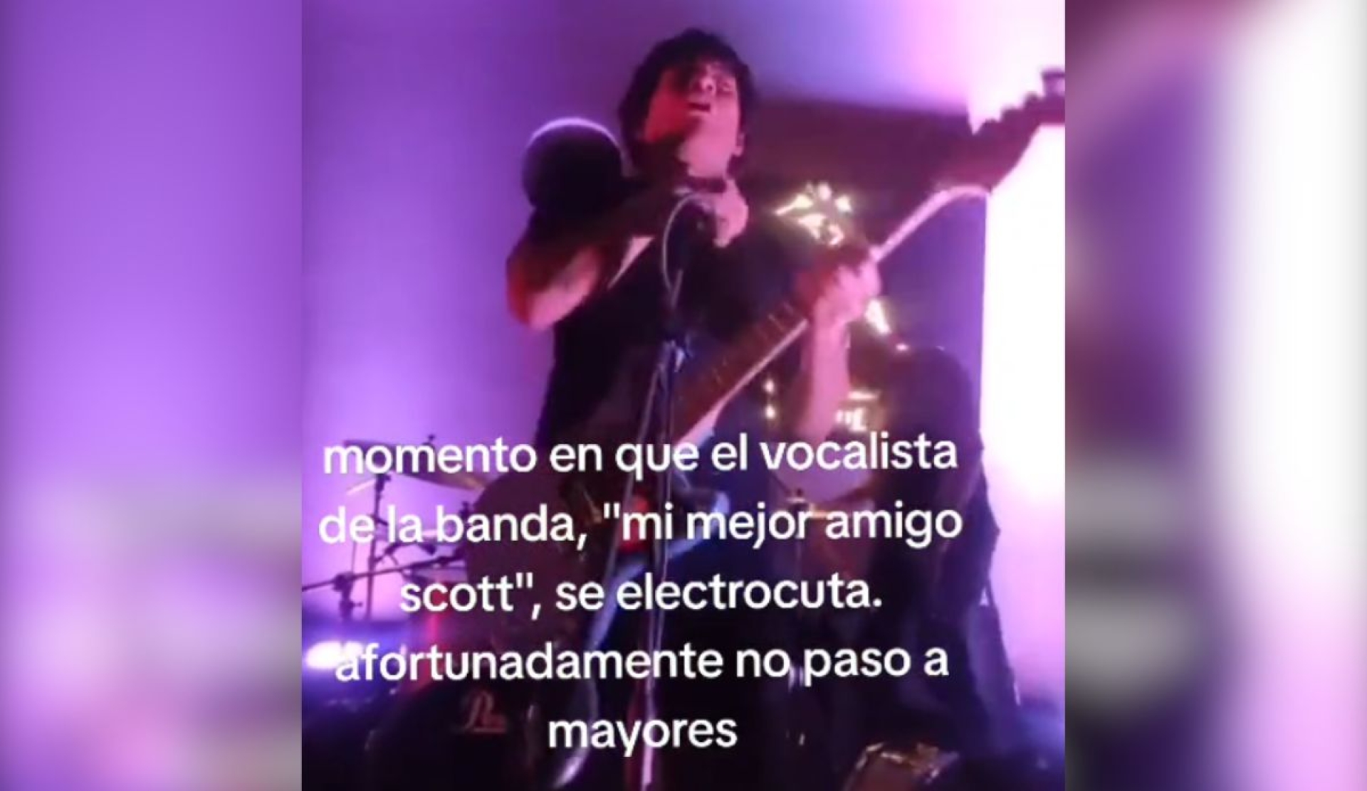 Vocalista se electrocuta en pleno concierto y video se vuelve viral en TikTok