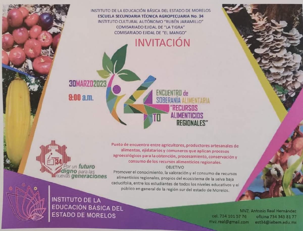 Anuncian Cuarto Encuentro de Soberanía Alimentaria “Recursos alimenticios regionales”