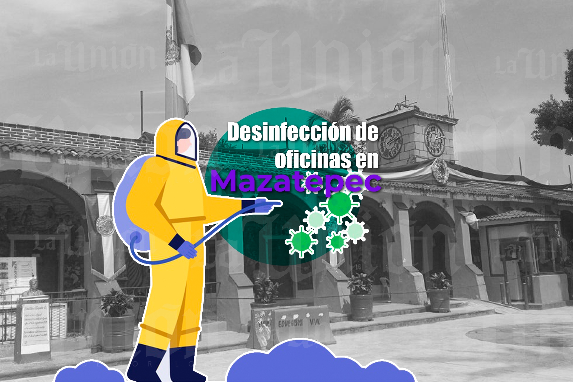 Mantienen desinfección de oficinas municipales en Mazatepec