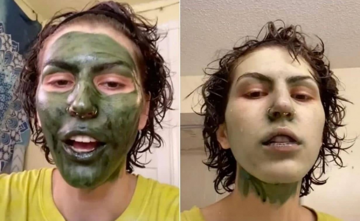 Joven usa mascarilla antes de ir a su entrevista de trabajo y le queda la cara verde