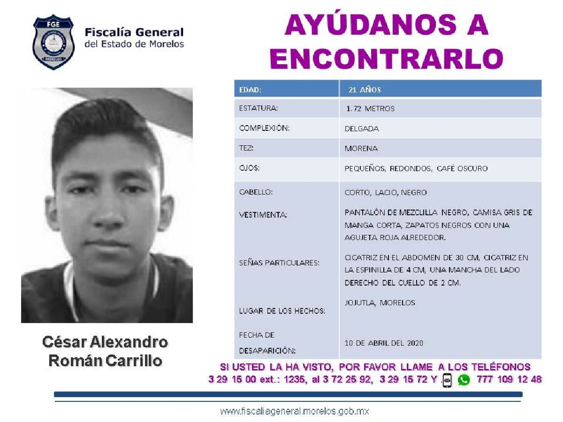 Buscan a un joven que desapareció el 10 de abril