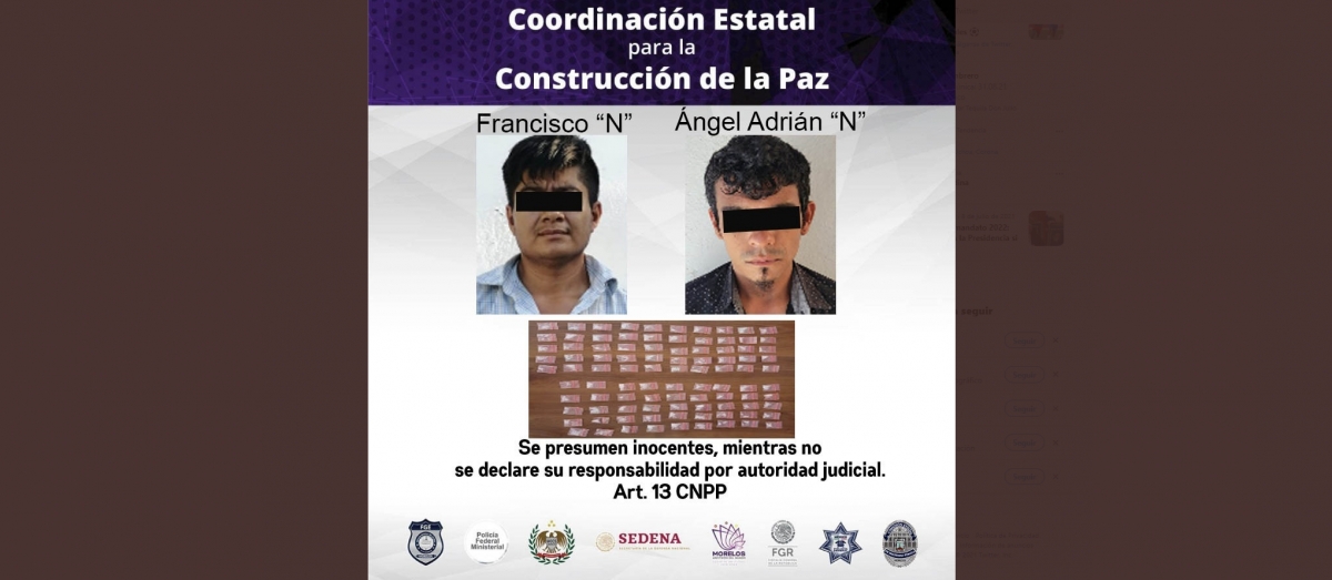 Arrestan a dos jóvenes en poder de 95 dosis de “cristal”