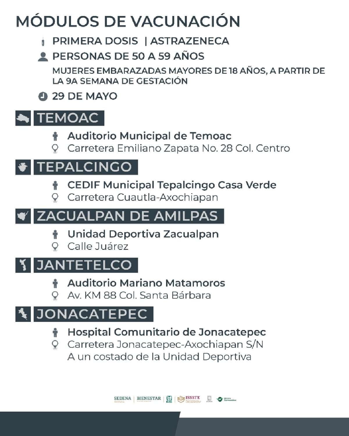Vacunarán a personas de 50 a 59 años de cinco municipios