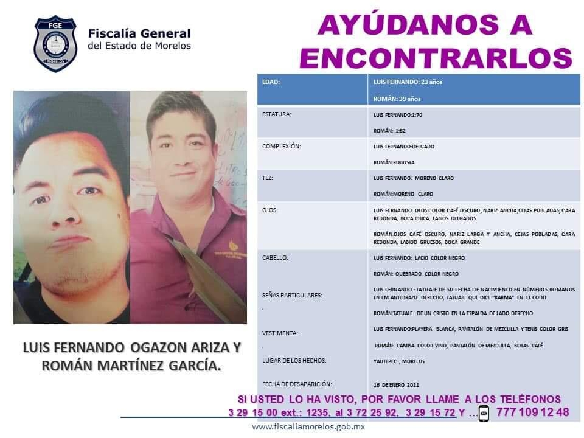 Se manifiestan amigos y familiares de dos hombres desaparecidos, en Yautepec