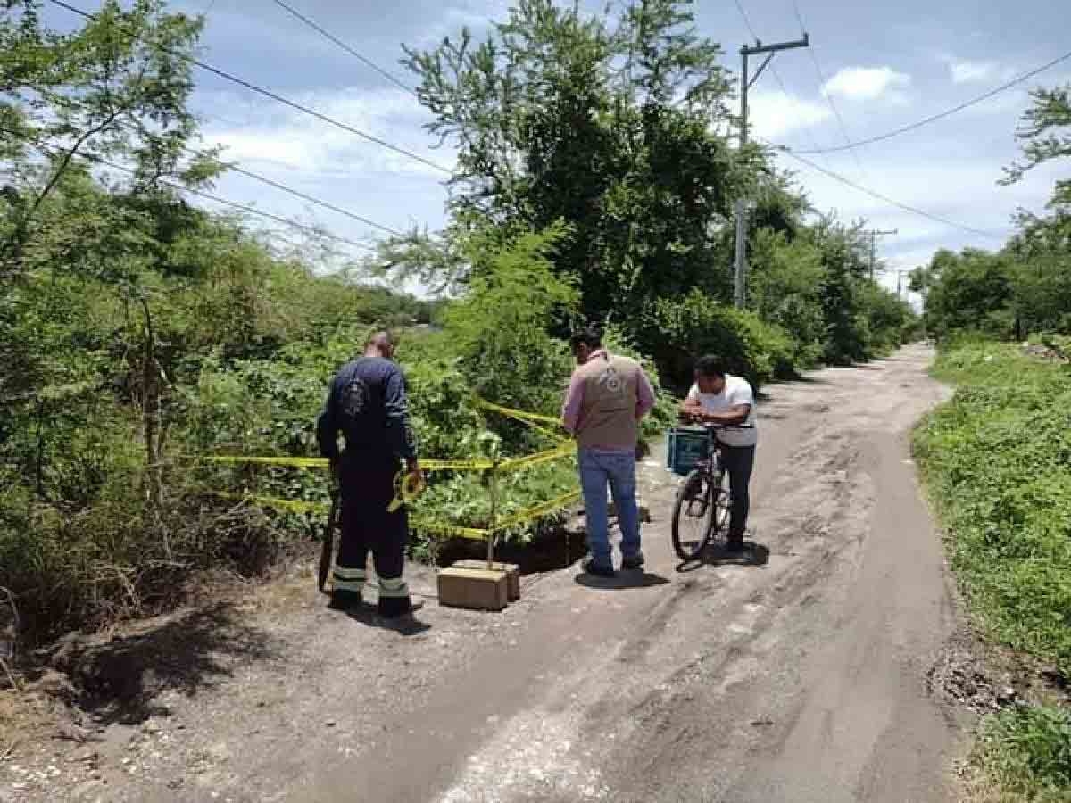 Se forma socavón en la colonia Providencia de Puente de Ixtla