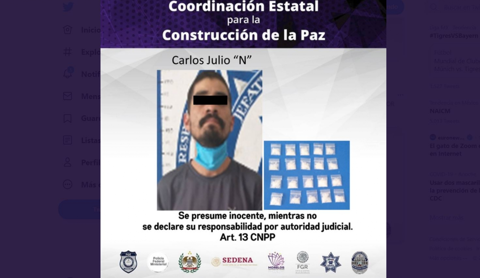 Arrestan a joven por delitos contra la salud