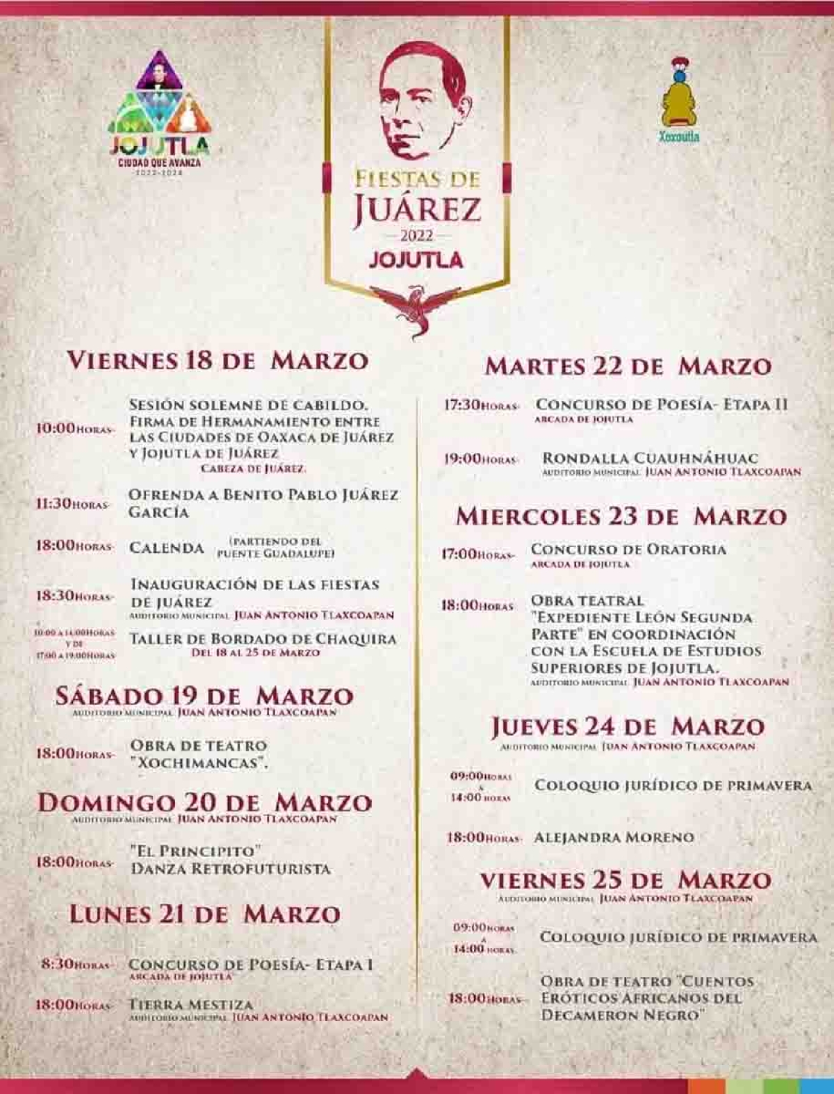 Todo listo para la segunda edición de las “Fiestas de Juárez” en Jojutla