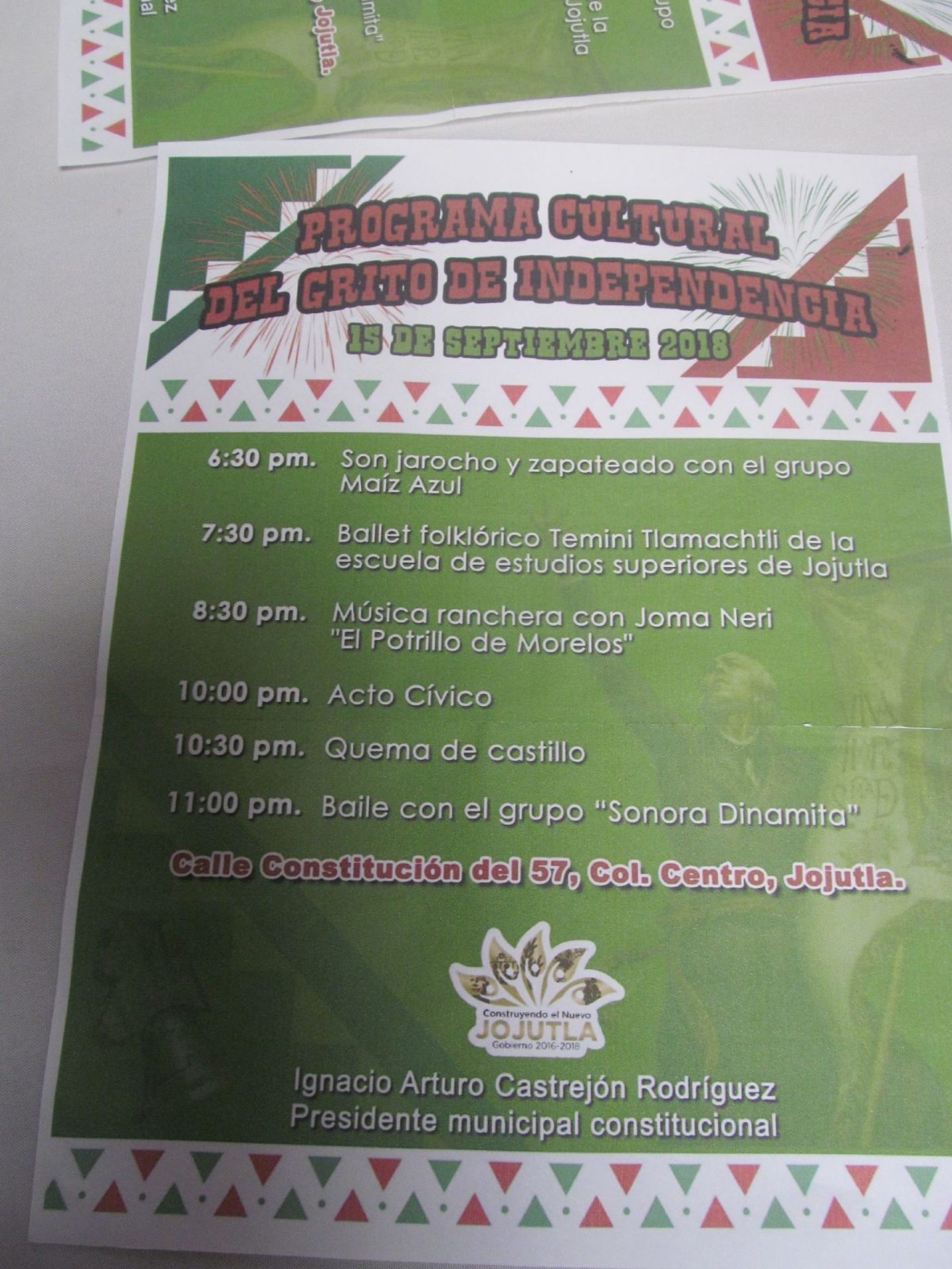 Confirman un día de festejos patrios en Jojutla