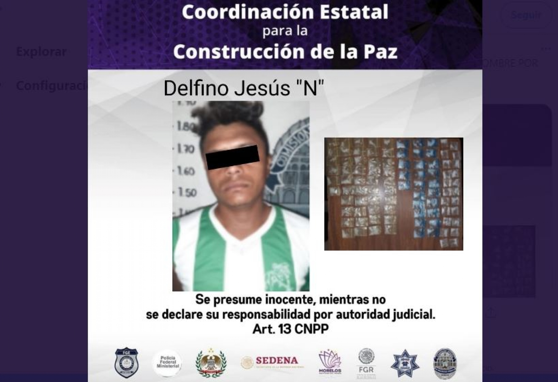 Atrapan a individuo en poder de 93 dosis de “cristal”
