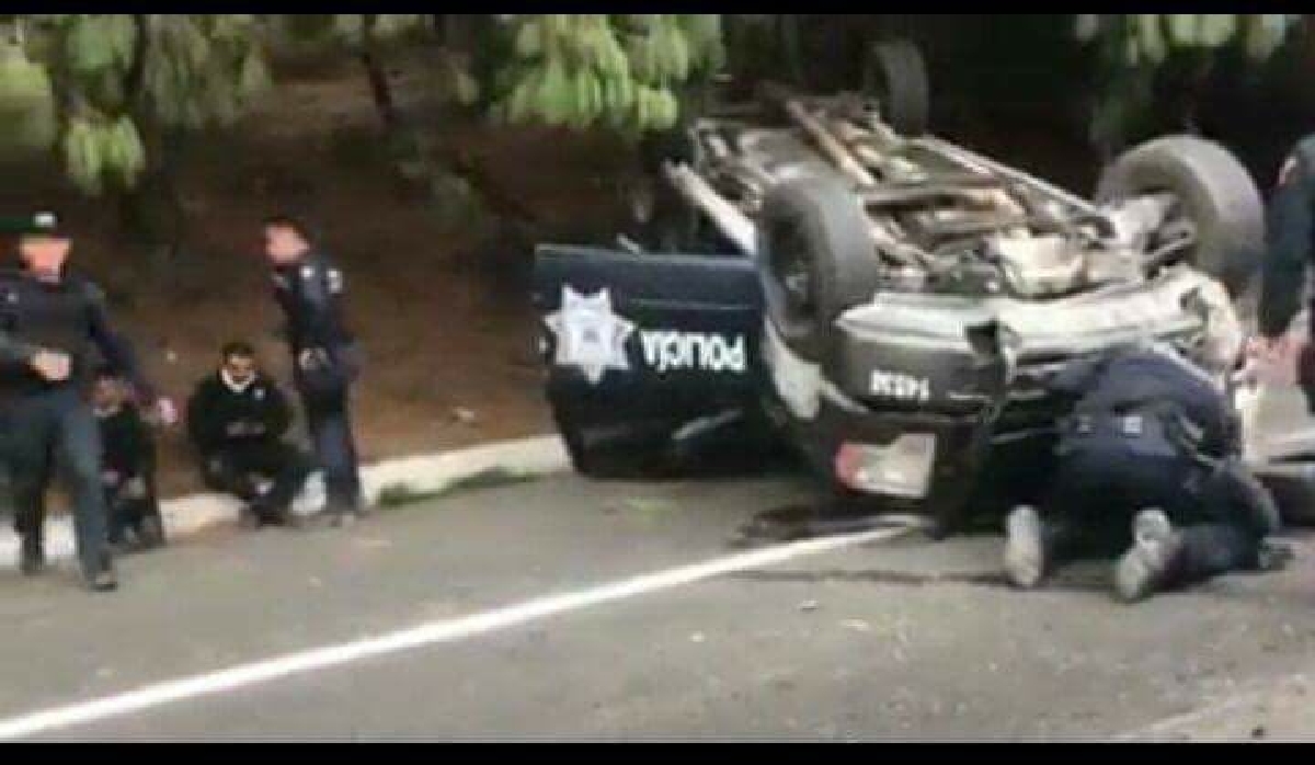 Se volcaron dos patrullas de la Policía Federal sobre la carretera México –Cuernavaca
