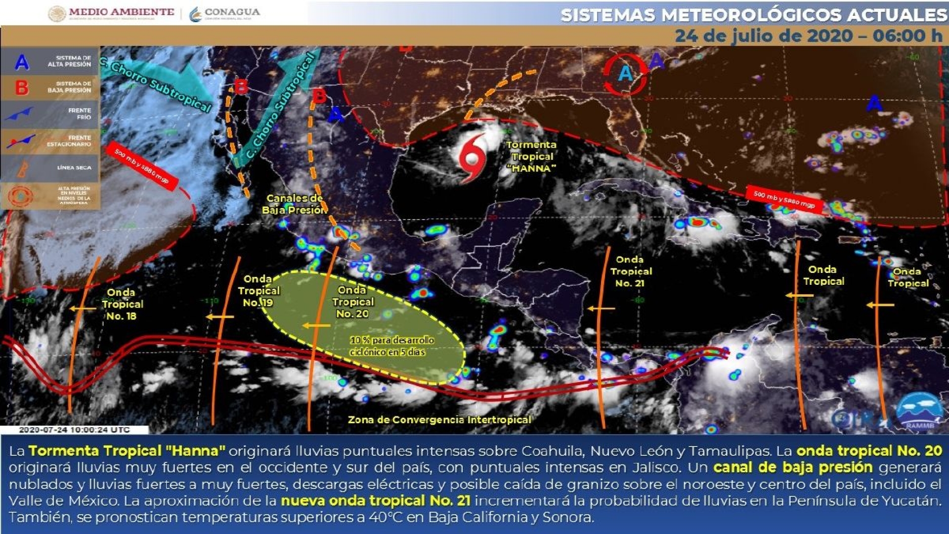 Persistirá potencial de lluvias durante fin de semana