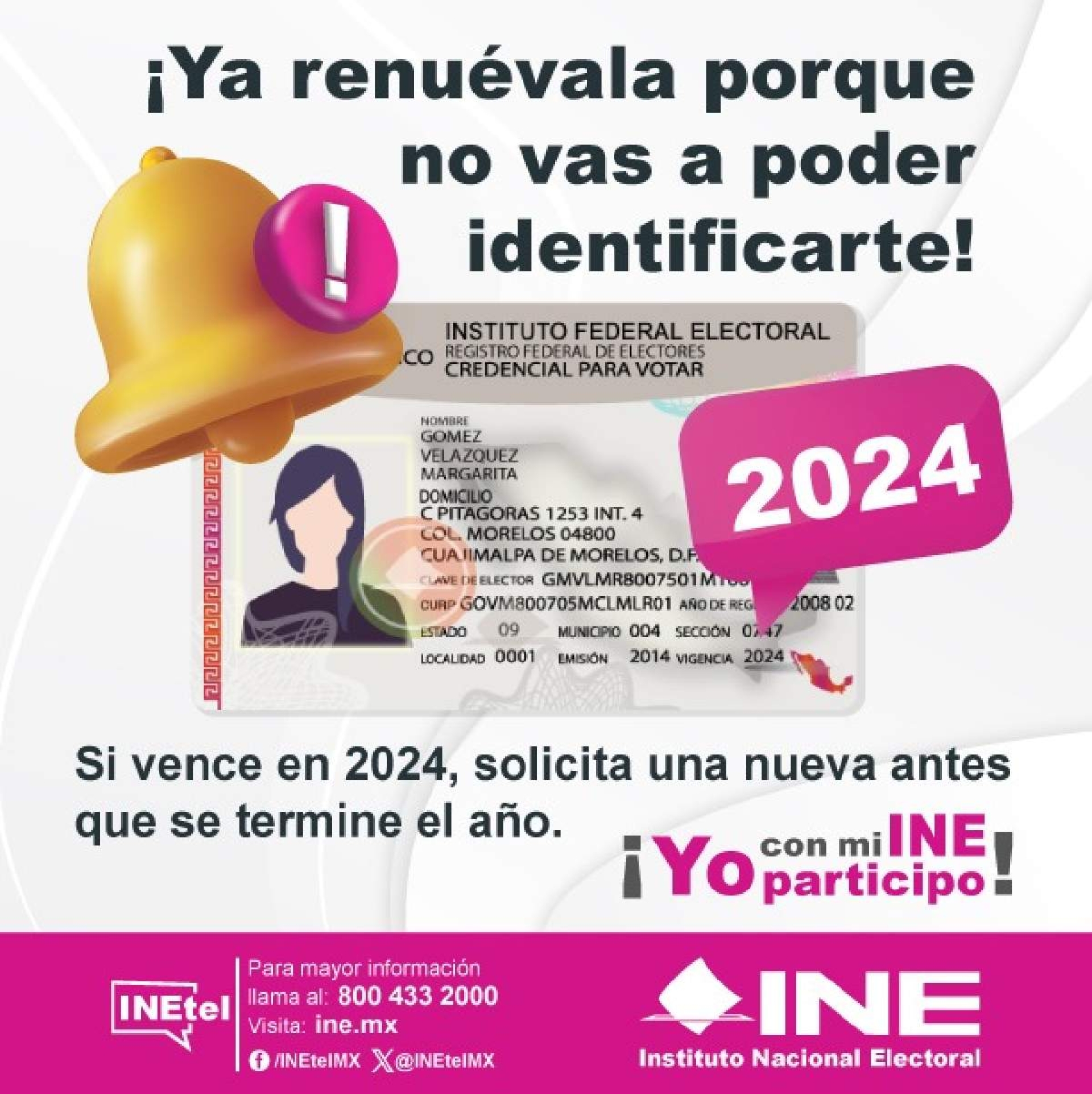 Anuncia INE campaña para obtener la credencial de elector
