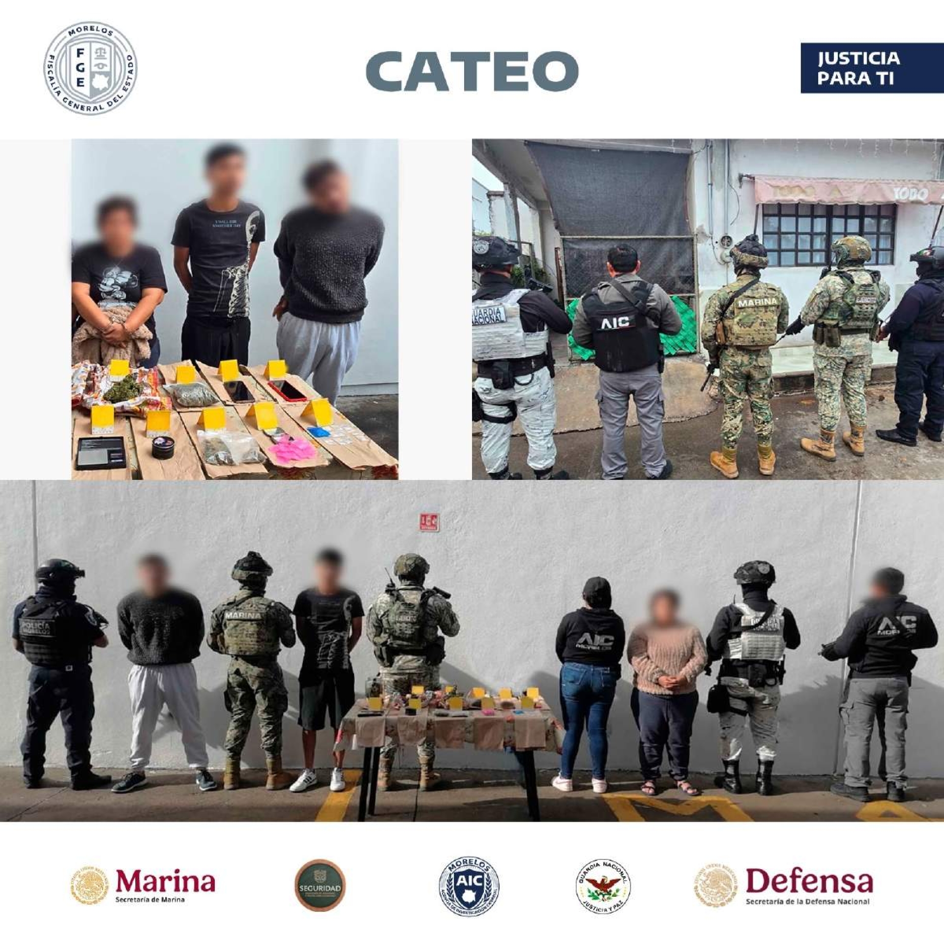 Detienen a cuatro personas en un cateo en Yautepec