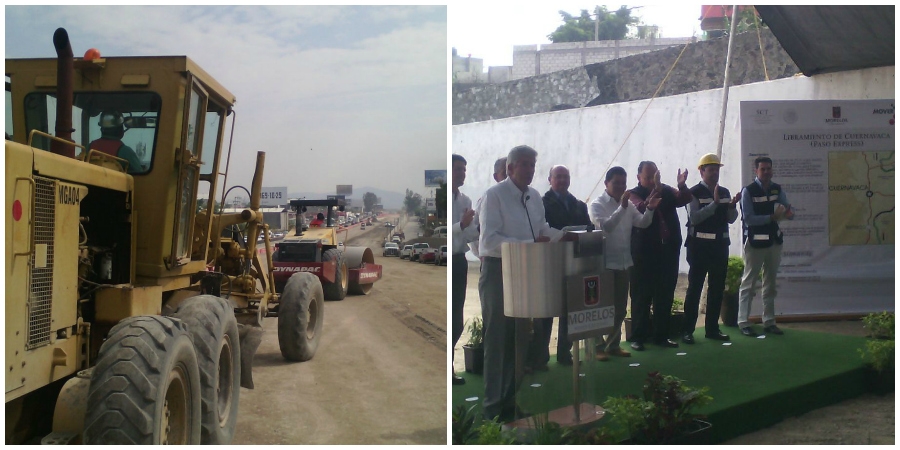 Supervisa Ruiz Esparza las obras del paso exprés en el libramiento de Cuernavaca