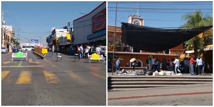 Se manifiestan trabajadores del Ayuntamiento de Temixco