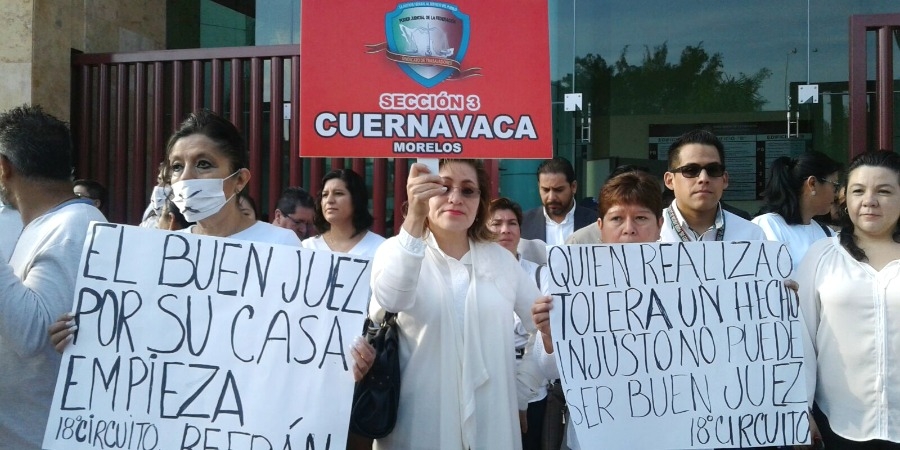 Protestan trabajadores del sindicato del PJF, en los juzgados federales,