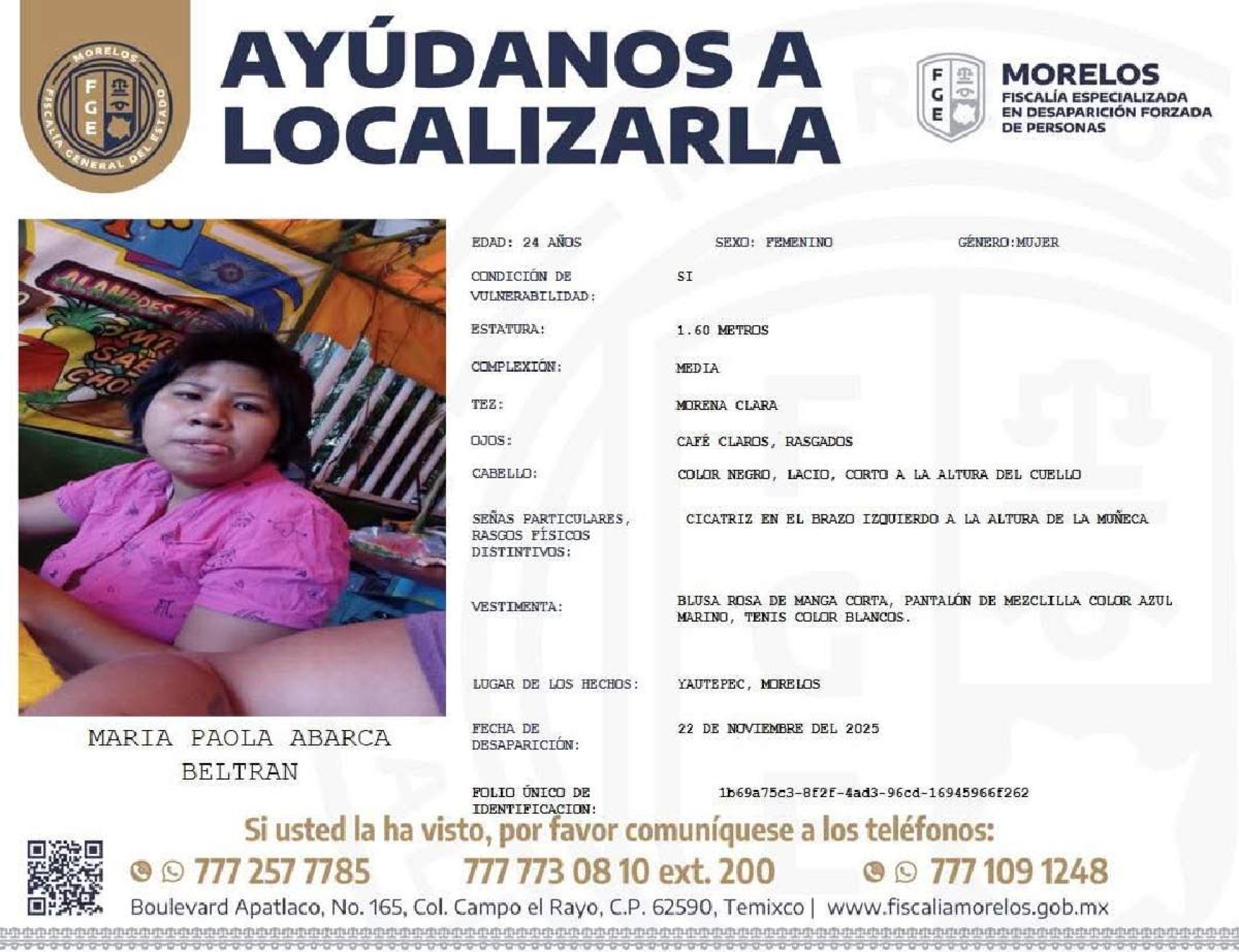 Buscan a joven desaparecida en Yautepec