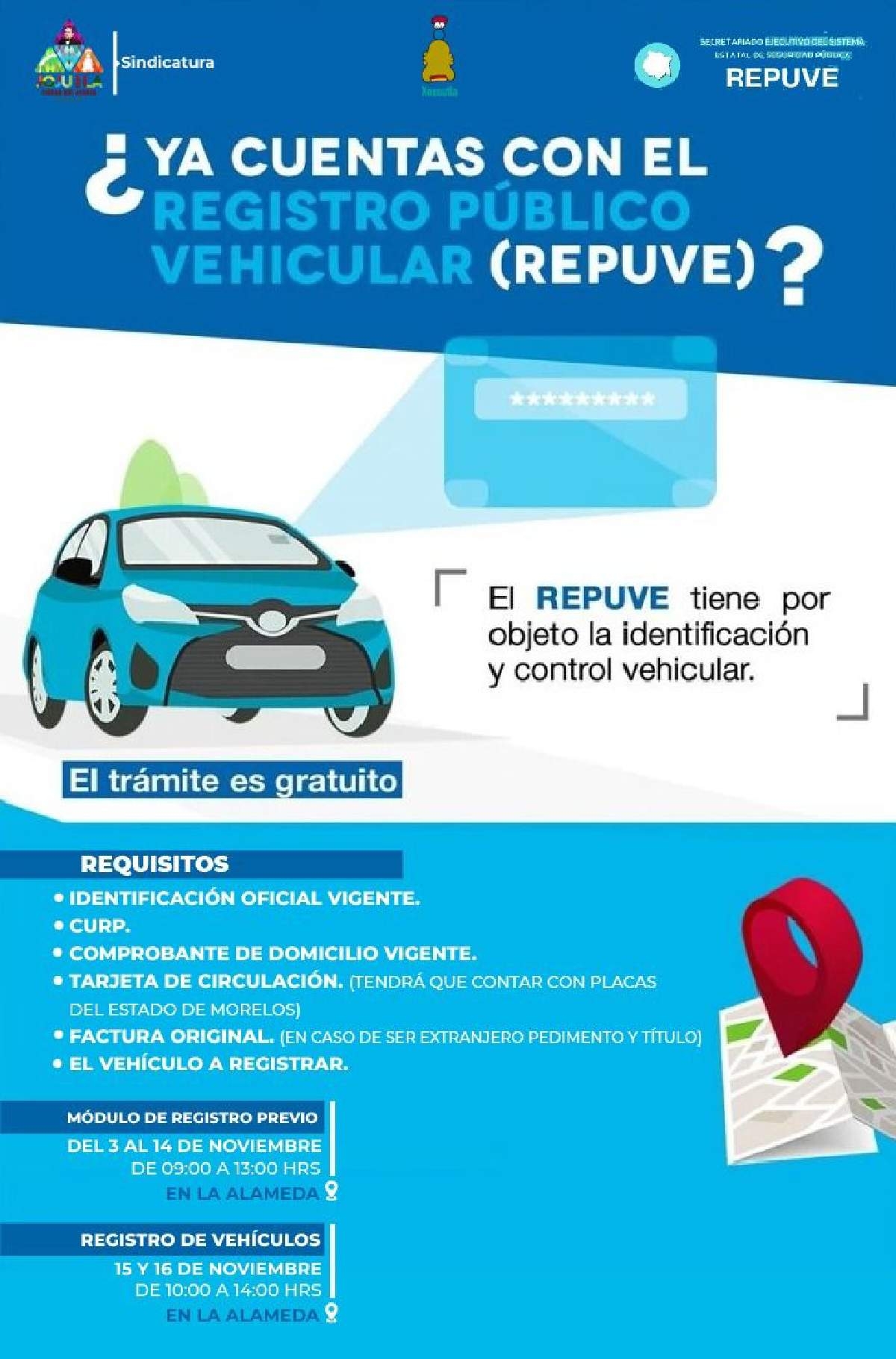 El módulo del Repuve permanecerá hasta el 14