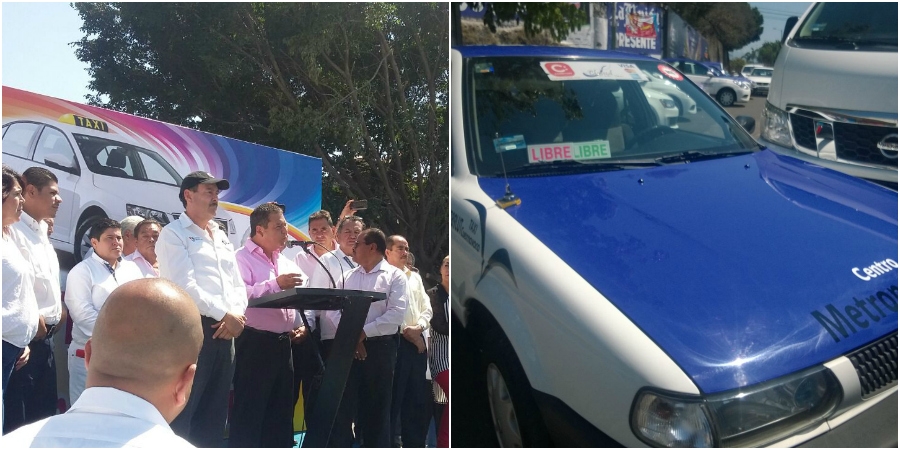 Presentan taxistas su "nuevo" parque vehicular; insisten a la SMyT que saque a Uber