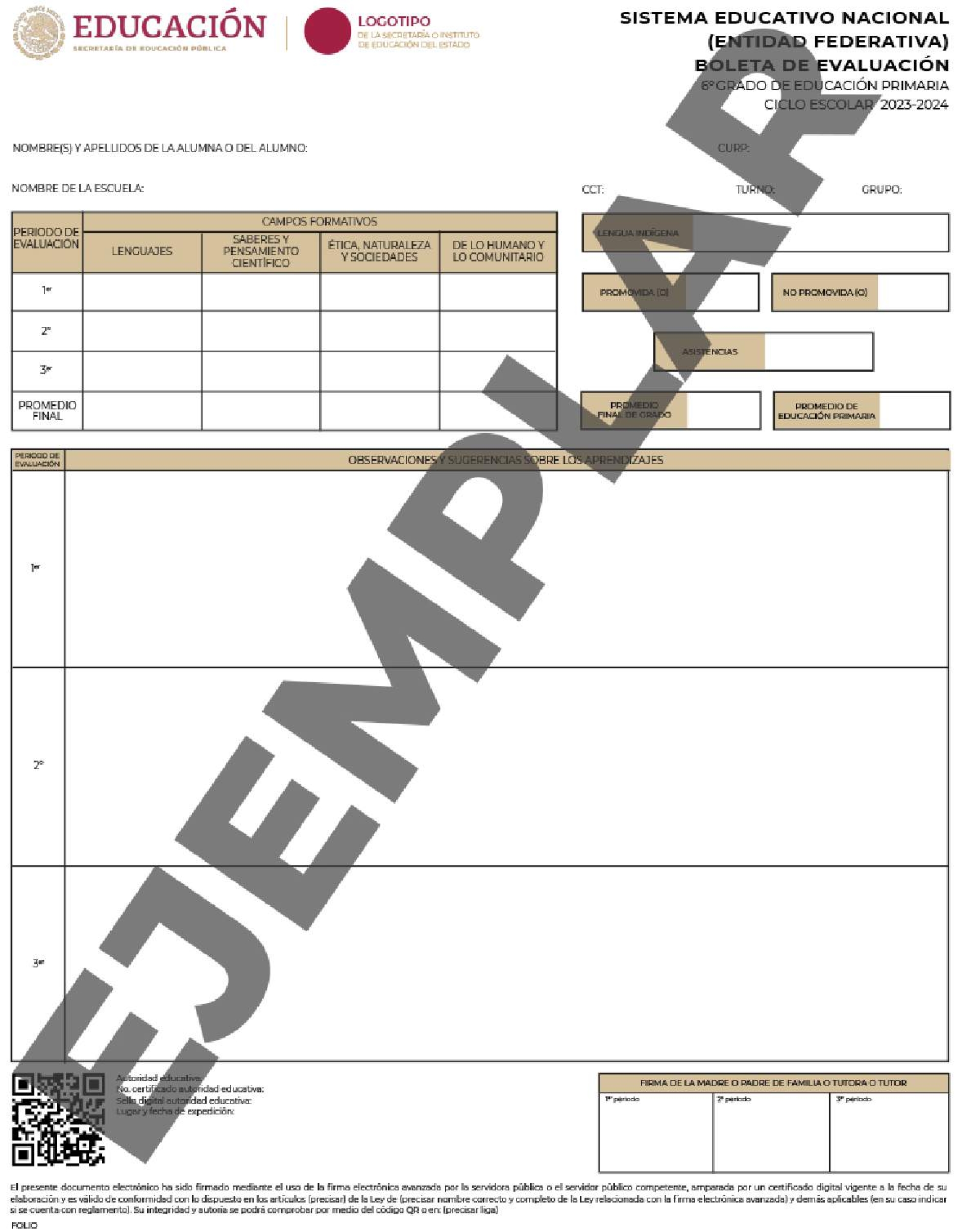Difunde la SEP nuevo formato de boletas de calificaciones