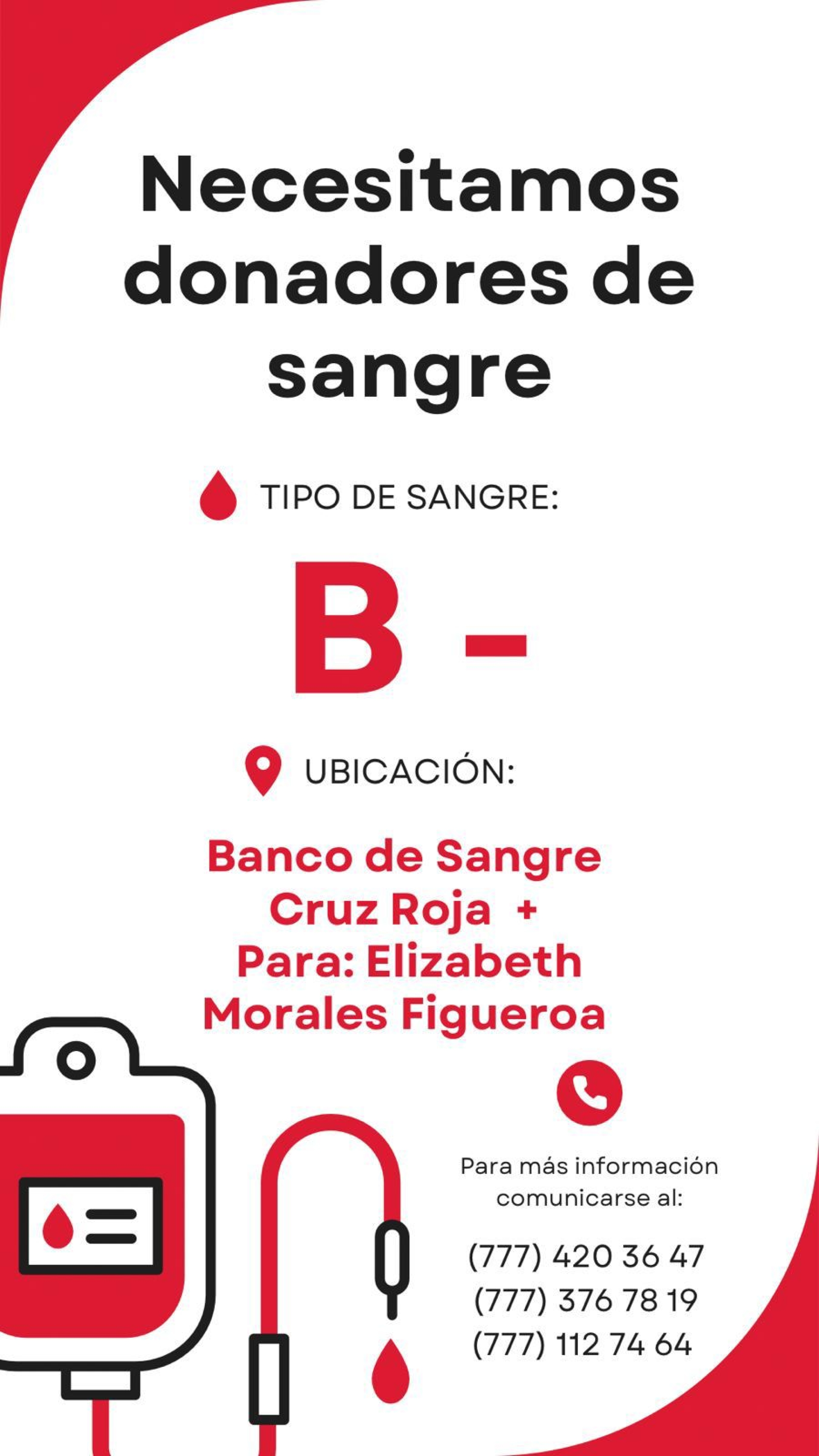 #ServicioSocial - Se solicitan donadores de sangre tipo B negativo