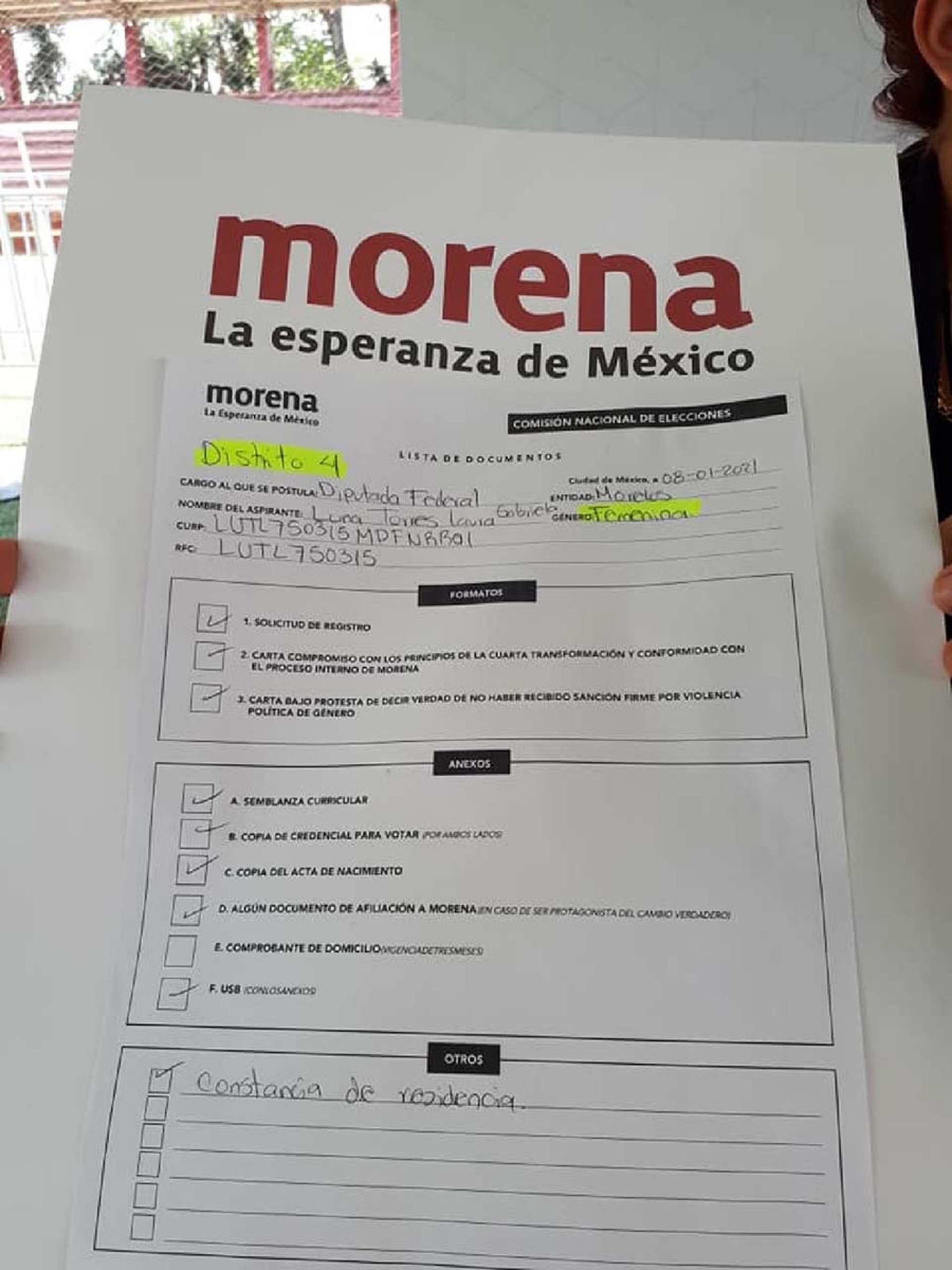 Concluye registro de aspirantes a diputado federal del distrito 04 por Morena