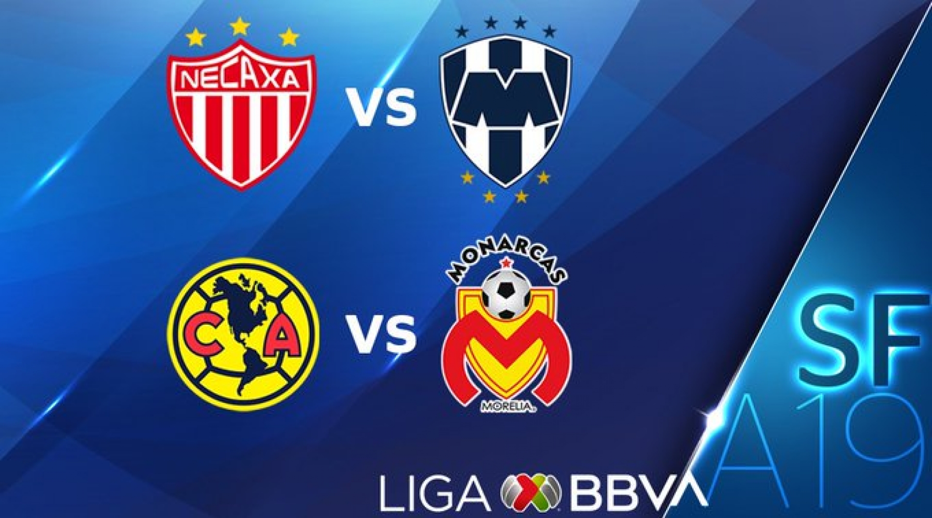 Necaxa-Monterrey y América-Morelia las semifinales de la Liga MX
