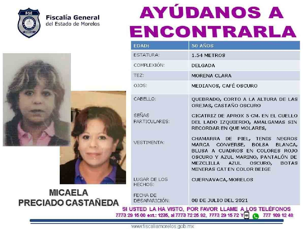 Buscan a una mujer que desapareció en Cuernavaca