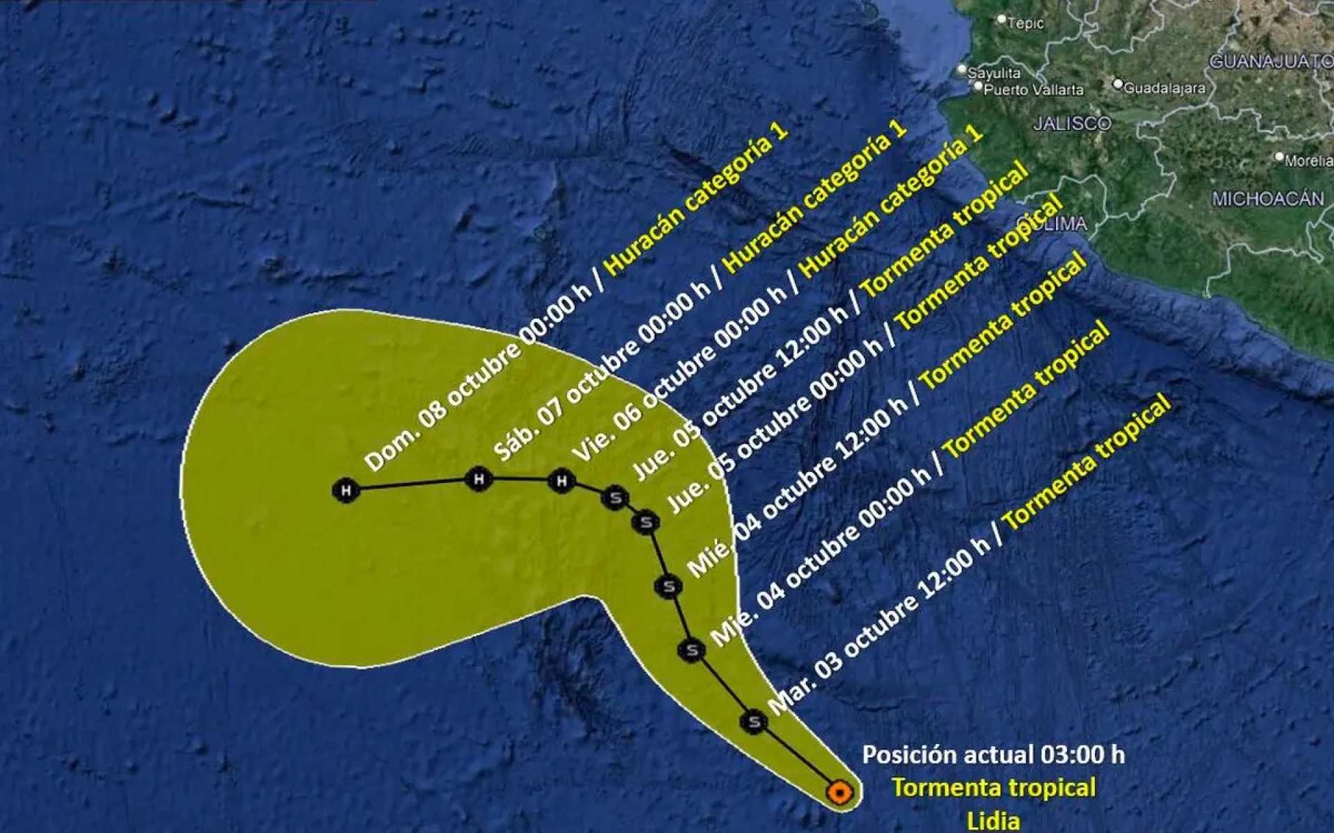 Se forma la tormenta 'Lidia' en el Pacífico; se prevén lluvias en estos estados