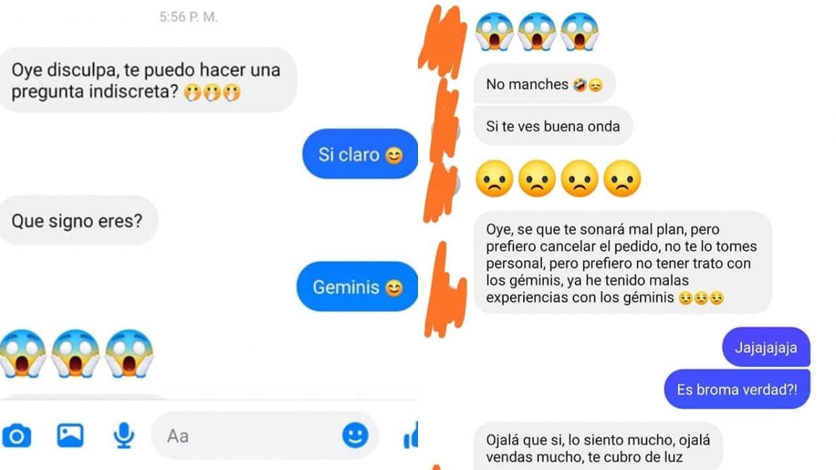 Mujer le cancela pedido a "neni" por ser géminis
