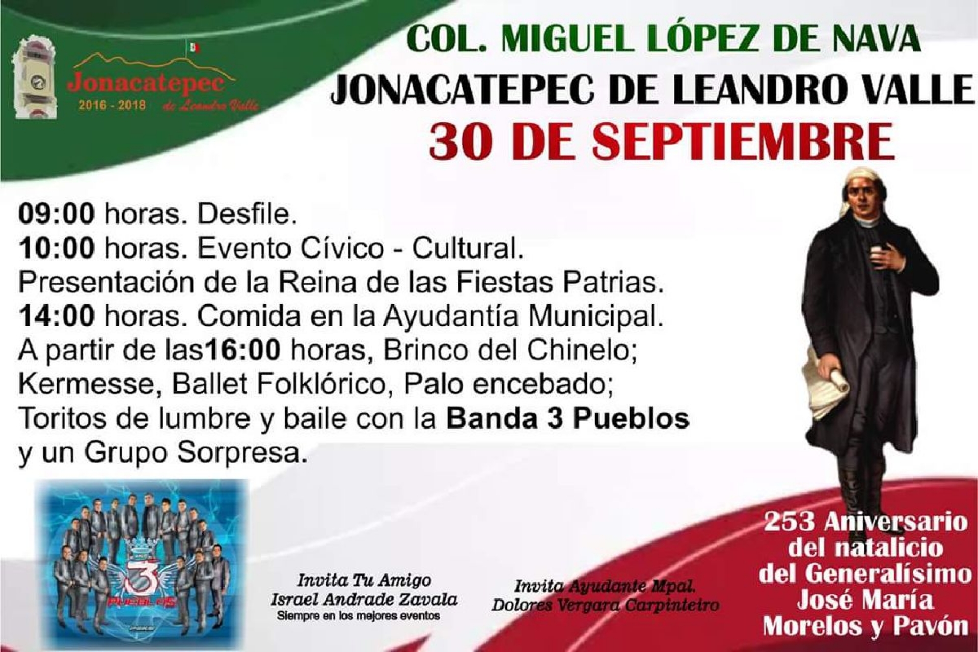 Jonacatepec conmemorará el natalicio de José María Morelos y Pavón
